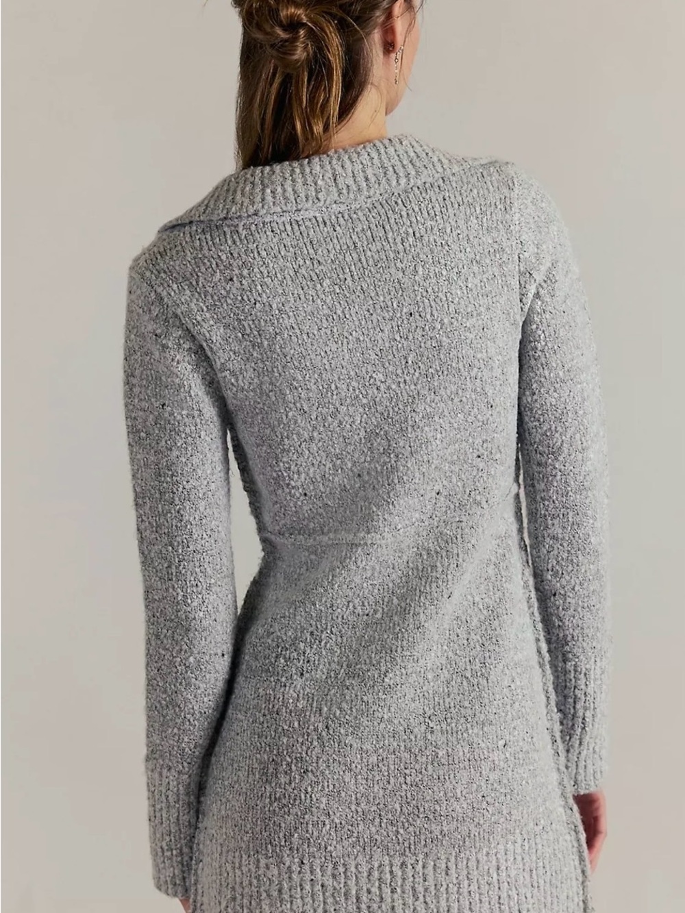 Free People Gray Knit Lace-Up Mini Dress - Picture 3 of 9